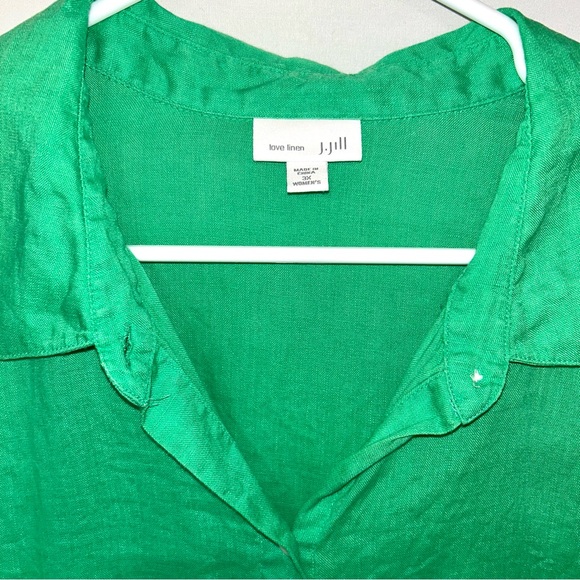 J. Jill Coastal Kelly Green Lightweight Love Linen Button Up Shirt 3x - Picture 2 of 4